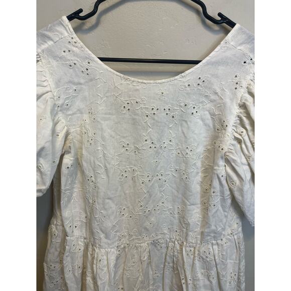 Sunday Best Aritzia White Eyelet Bubble Sleeve Peplum Girly Romantic Blouse XS - Picture 8 of 15